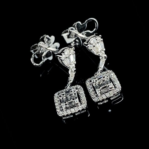 PREORDER | Square Diamond Earrings Dangling 14kt Online Sale