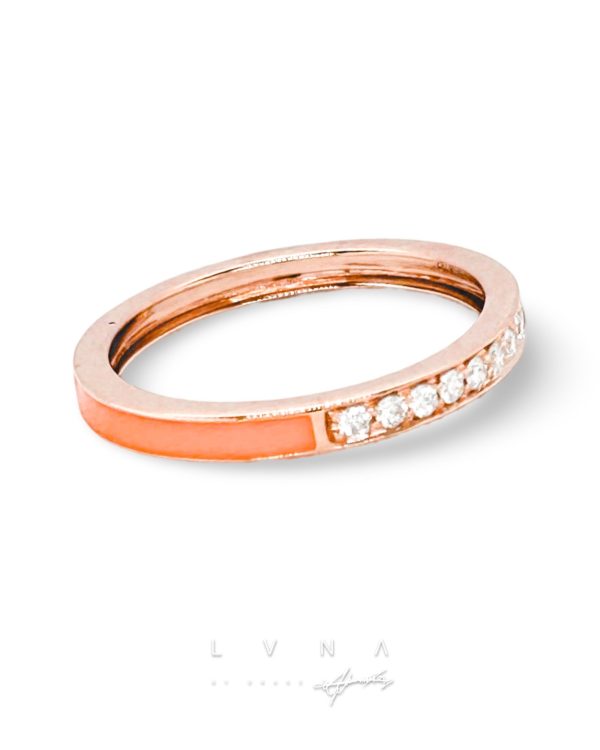 Rose Eternity Round Neon Orange Enamel Diamond Ring 18kt Online