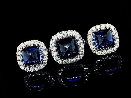 PREORDER | Sapphire Gemstones Cabochon Diamond Jewelry Set 14kt Online Hot Sale