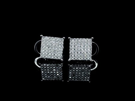 Square Classic Diamond Earrings 18kt For Discount