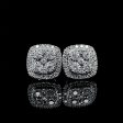 Square Halo Paved Diamond Earrings 14kt For Cheap