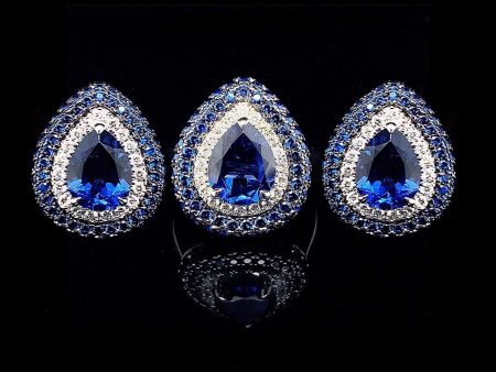 PREORDER | Teardrop Sapphire Paved Diamond Jewelry Set 14kt on Sale