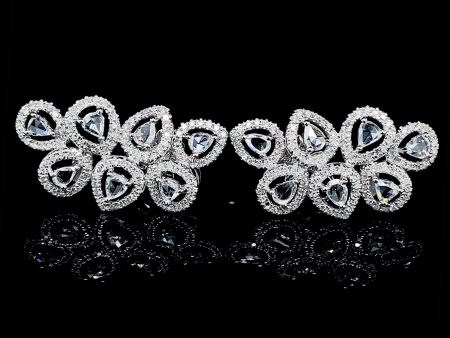 PREORDER | Teardrop Diamantes Cluster Shape Statement Diamond Earrings 14kt on Sale