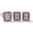 #TheSALE Square Pink Ruby Emerald Diamond Jewelry Set 14kt Discount