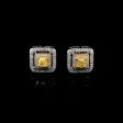 PREORDER | Square Halo Yellow Stud Colored Diamond Earrings 14kt For Discount