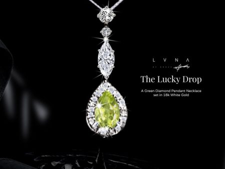 “The Lucky Drop” | A LVNA Signatures Green Diamond Necklace Pendant set in 18kt White Gold Hot on Sale