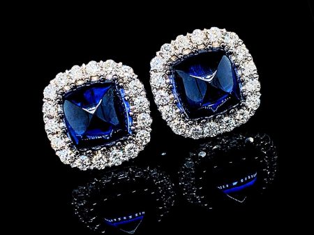 PREORDER | Sapphire Gemstones Cabochon Diamond Earrings 14kt Online Sale