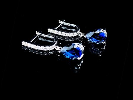 PREORDER | Teardrop Sapphire Diamond EarringsDangling 14kt Online now