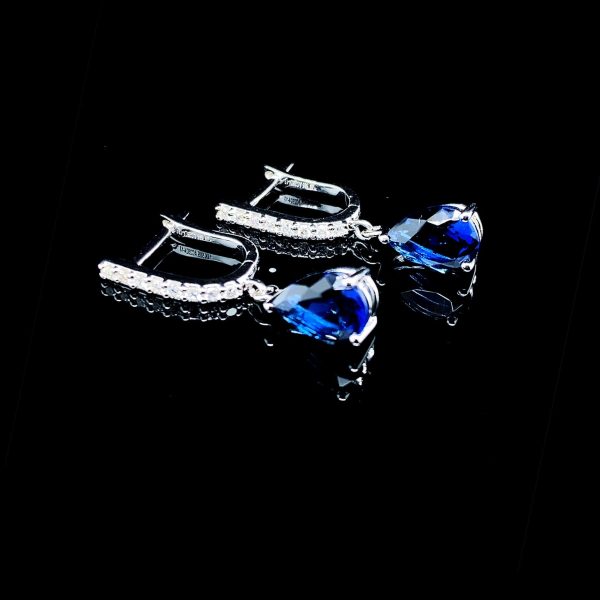 PREORDER | Teardrop Sapphire Diamond EarringsDangling 14kt Online now