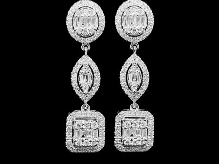 Trio Shape Dangling Diamond Earrings 14kt Cheap