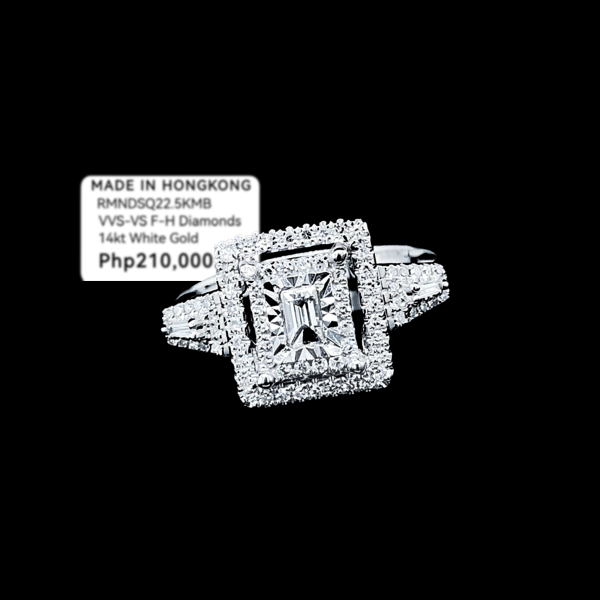 PREORDER | Square Halo Paved Diamond Ring 14kt Hot on Sale