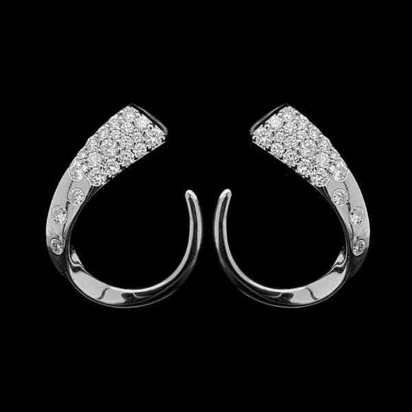 Swirl Overlap Paved Diamond Earrings 14kt Online now