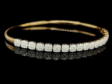 Round Cushion Tennis Bangle Diamond Bracelet 14kt Online Hot Sale