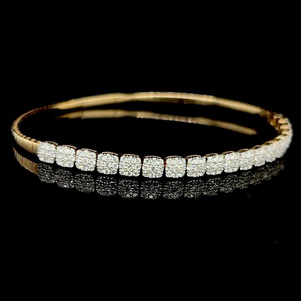 Round Cushion Tennis Bangle Diamond Bracelet 14kt Online Hot Sale