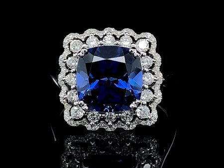 PREORDER | Sapphire Gemstones Halo Diamond Studded Ring 14kt Online now