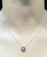 Round Amethyst Paved Pendant Diamond Necklace 18kt Discount