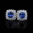 PREORDER | Sapphire Gemstones Halo Stud Diamond Earrings 14kt For Discount