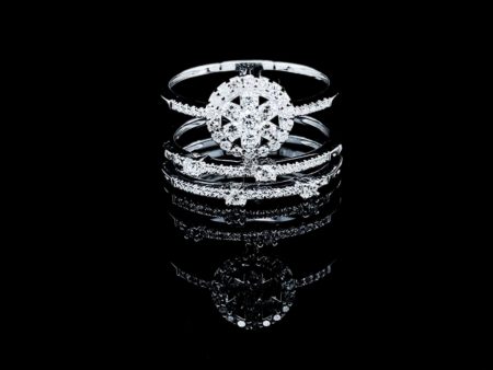 PREORDER | Round Stacked Paved Band Diamond Ring 14kt Sale