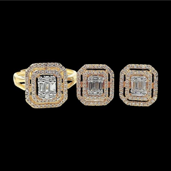 PREORDER| Golden Emerald Diamond Jewelry Set 14kt Fashion