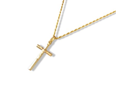 #GOLD2024 | 18K Golden Big Cross Necklace Rope Chain 17.5” Hot on Sale