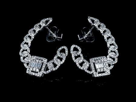 Square Chain Overlap Statement Diamond Earrings 14kt Discount