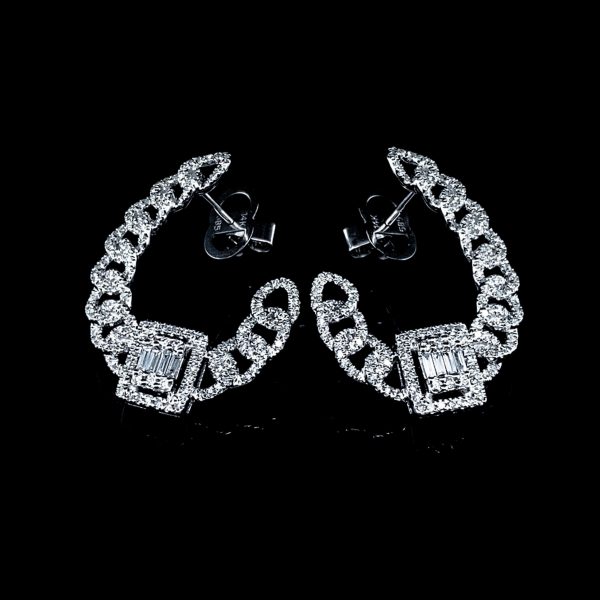 Square Chain Overlap Statement Diamond Earrings 14kt Discount