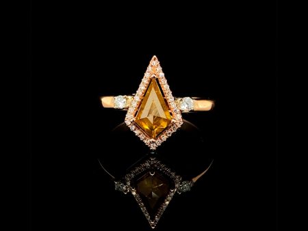 The Archives |  2.0ct Kite Cut Orange Diamond Halo Paved Band 14kt Cheap