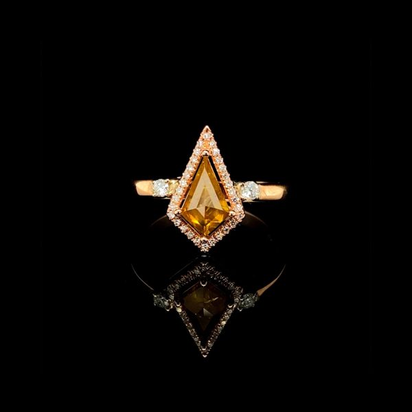 The Archives |  2.0ct Kite Cut Orange Diamond Halo Paved Band 14kt Cheap