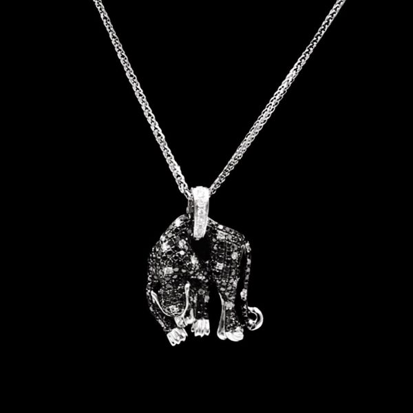 PREORDER | Sleeping Panther Black & White Colored Diamond Necklace 18kt Online now