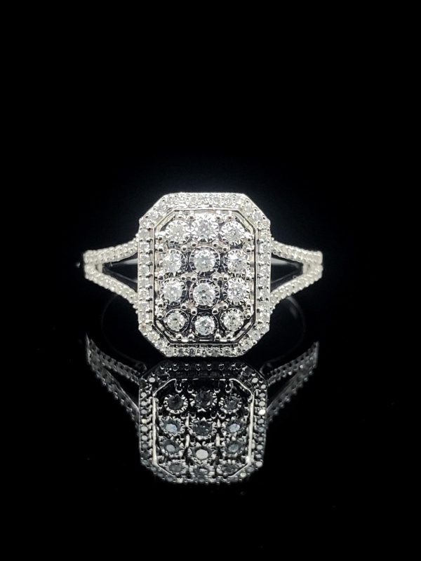 Rectangular Halo Diamond Ring 14kt For Cheap