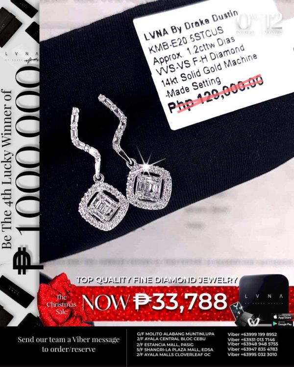 Square Curved Dangling Diamond Earrings 14kt on Sale