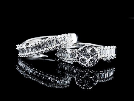 Round Baguette Diamond Twin Ring 18kt on Sale