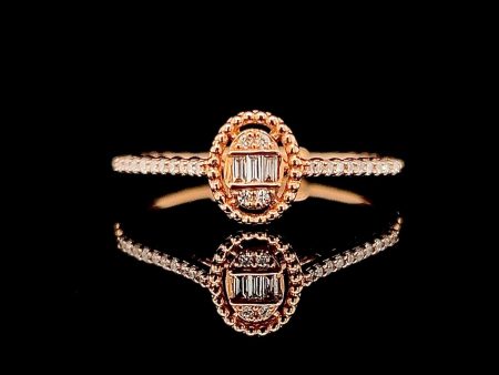 Rose Oval Halo Diamond Ring 18kt Hot on Sale