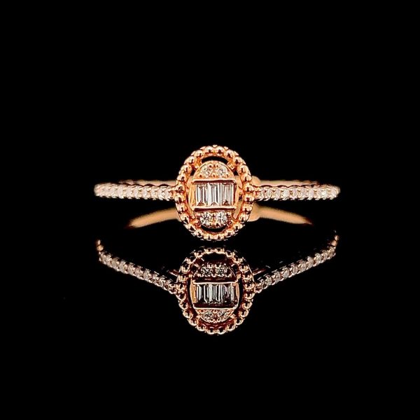 Rose Oval Halo Diamond Ring 18kt Hot on Sale