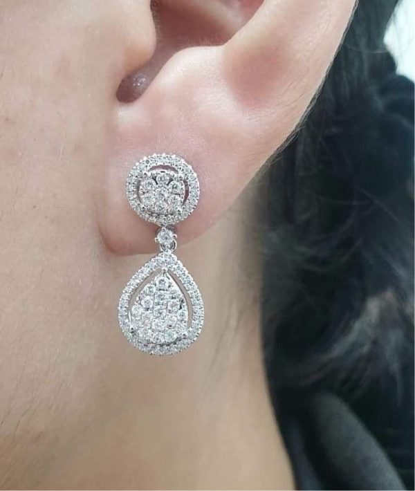 Round Pear Dangling Diamond Earrings 14kt Discount