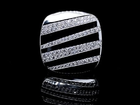 PREORDER | Square Stripe Deco Diamond Ring 14kt For Sale