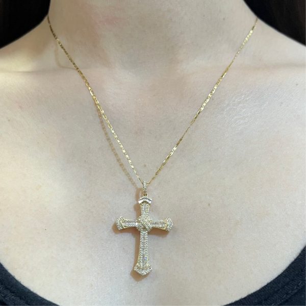 Religious Cross Pendant Diamond Necklace 14kt Cheap