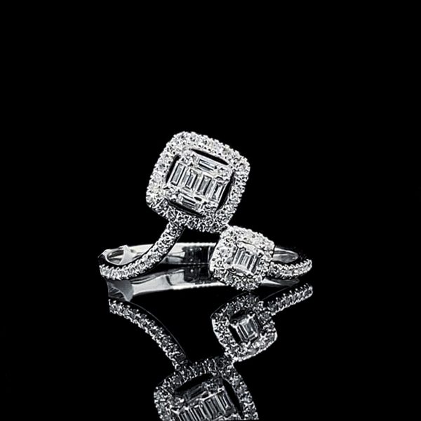 PREORDER | Twin Cushion Cluster Split Diamond Ring 14kt Fashion