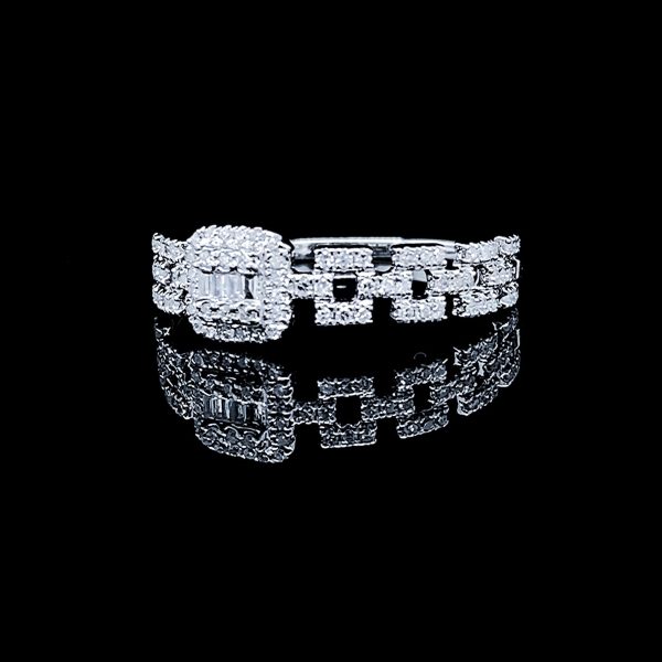 PREORDER | Square Chain Link Paved Band Diamond Ring 14kt Cheap