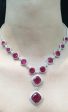 PREORDER | Grand Cushion Red Ruby Gemstones Diamond Necklace 14kt Hot on Sale