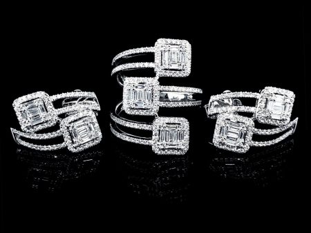 PREORDER | Square Art Stack Cluster Shape Diamond Jewelry Set 14kt Discount