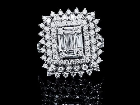 PREORDER | Square Deco Statement Diamond Ring 14kt For Cheap