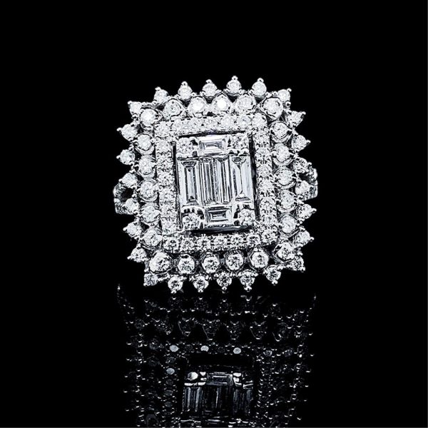 PREORDER | Square Deco Statement Diamond Ring 14kt For Cheap