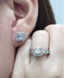 PREORDER | Square Halo Nail Paved Diamond Jewelry Set 14kt For Discount