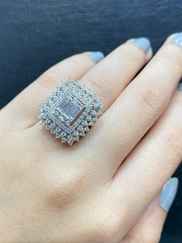 PREORDER | Square Deco Statement Diamond Ring 14kt For Cheap