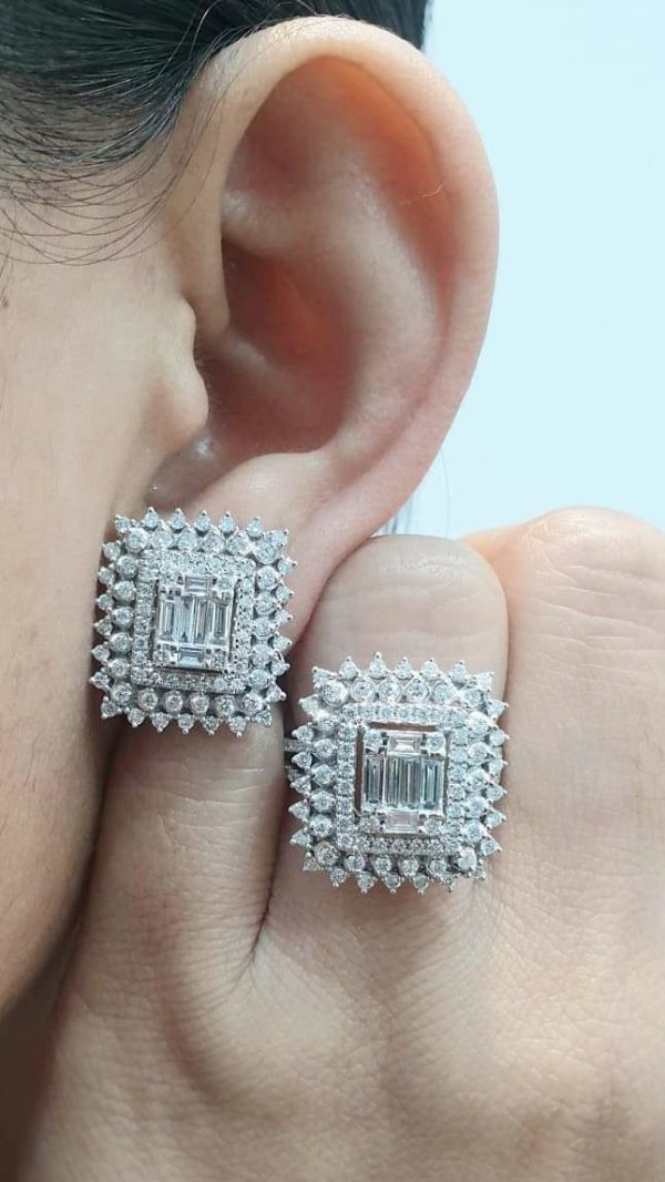 PREORDER | Square Deco Statement Diamond Jewelry Set 14kt Online Hot Sale