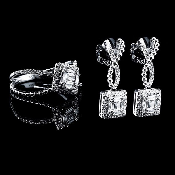 Square Infinity Diamond Jewelry Set 14kt Online now