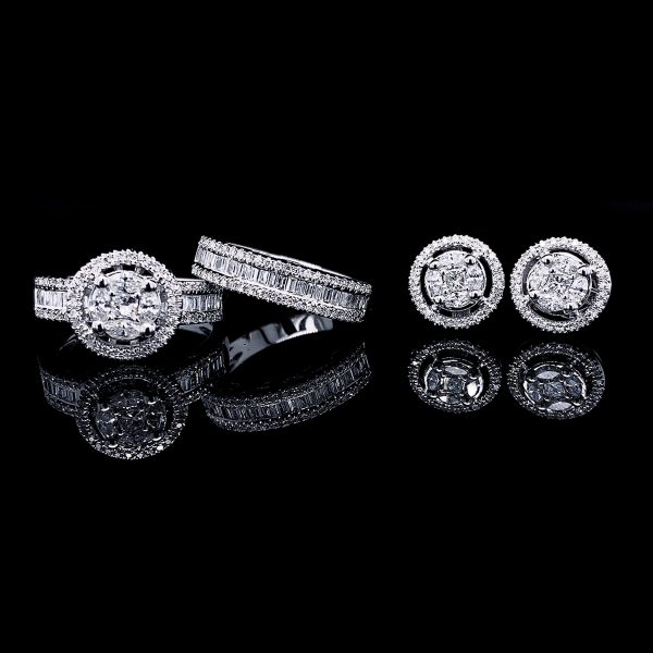 PREORDER| Round Invisible Setting Paved Diamond Jewelry Set 14kt Sale