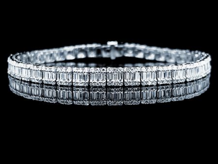 PREORDER | Square Baguette Tennis Diamond Bracelet 14kt Discount