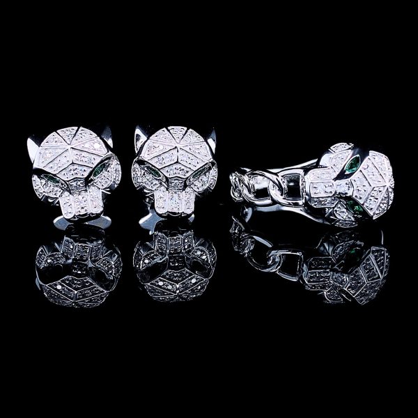 PREORDER | Studded Panther Deco Diamond Jewelry Set 14kt Discount